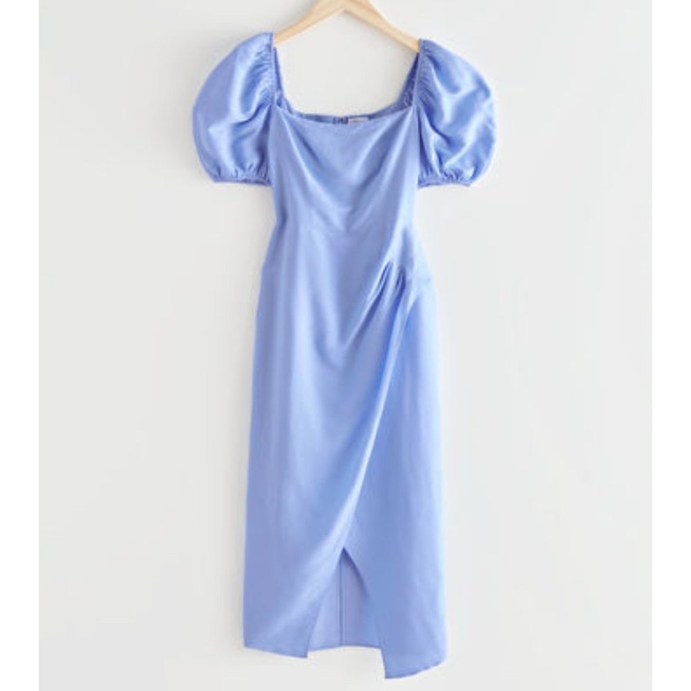 & Other Stories Fitted Puff Sleeve Midi Dress